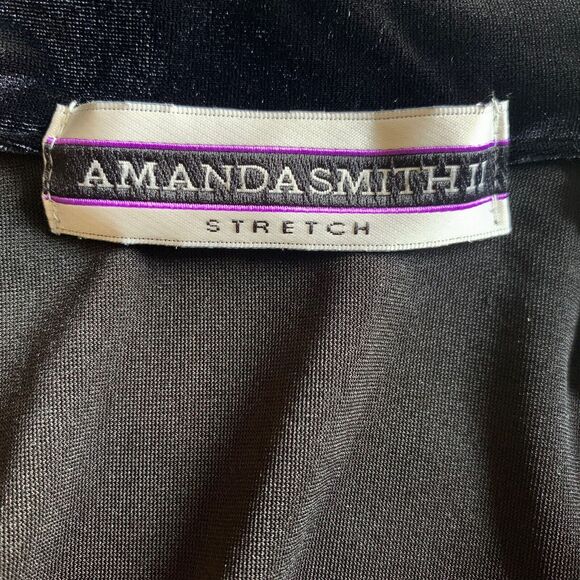 Amanda Smith II Button Front Shirt Shacket Black Velvet Women 2X Beaded Edging - Picture 11 of 13